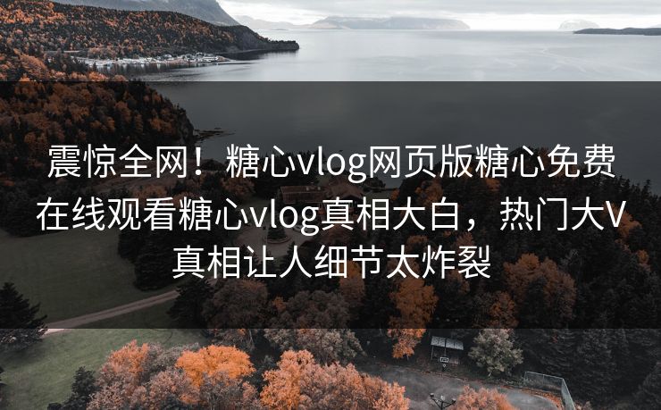 震惊全网！糖心vlog网页版糖心免费在线观看糖心vlog真相大白，热门大V真相让人细节太炸裂