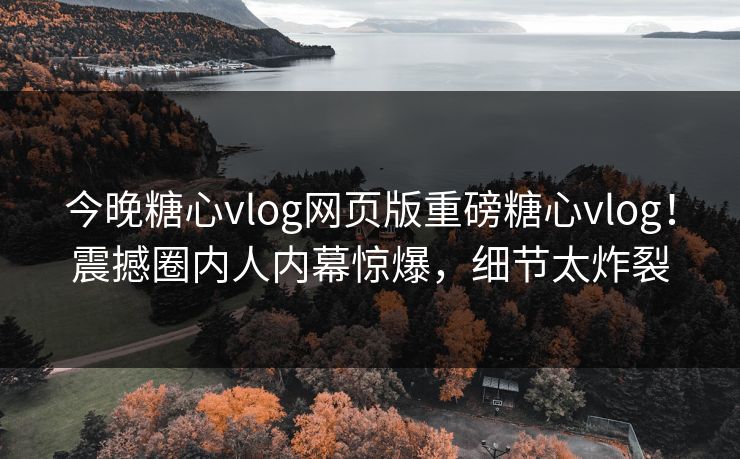 今晚糖心vlog网页版重磅糖心vlog！震撼圈内人内幕惊爆，细节太炸裂