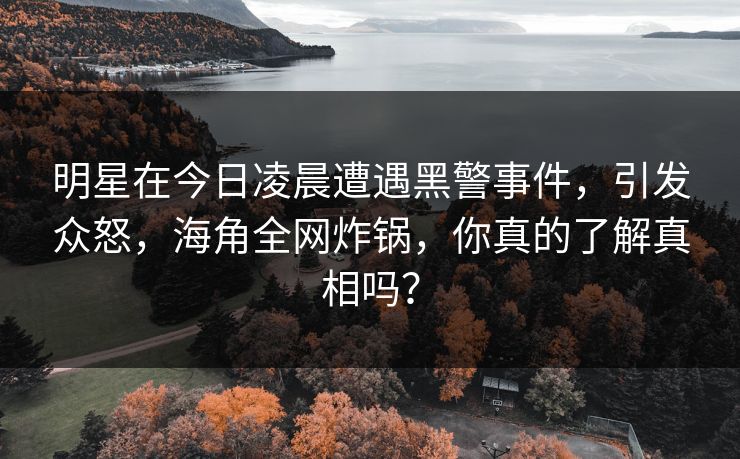 明星在今日凌晨遭遇黑警事件，引发众怒，海角全网炸锅，你真的了解真相吗？