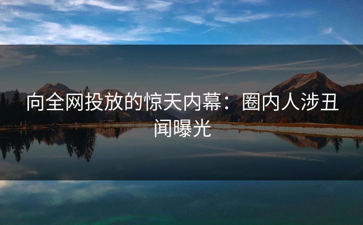 向全网投放的惊天内幕：圈内人涉丑闻曝光