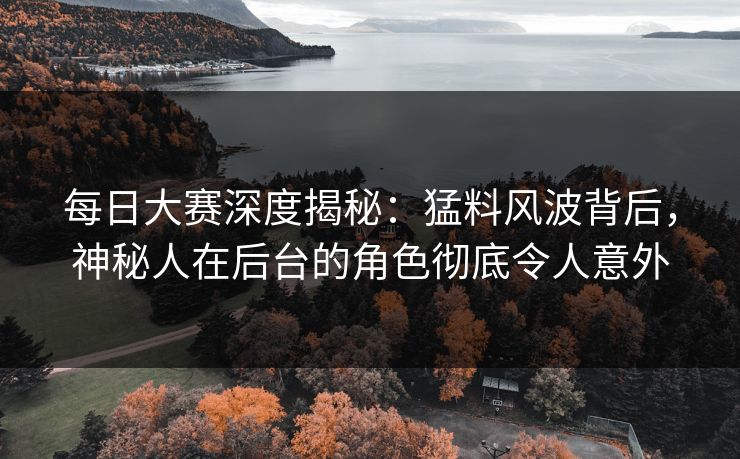每日大赛深度揭秘：猛料风波背后，神秘人在后台的角色彻底令人意外